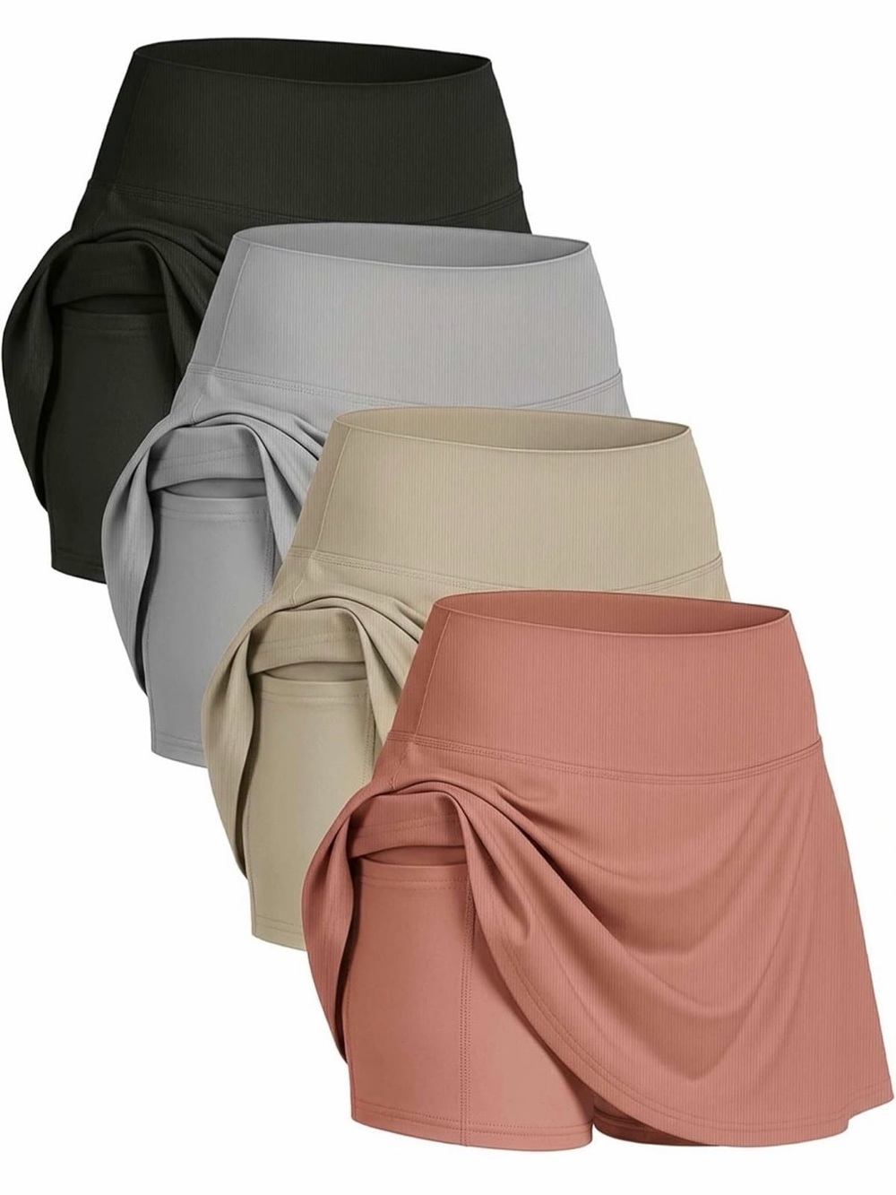 NIB Real Essentials Ribbed Skort Set of 4 - 2XL